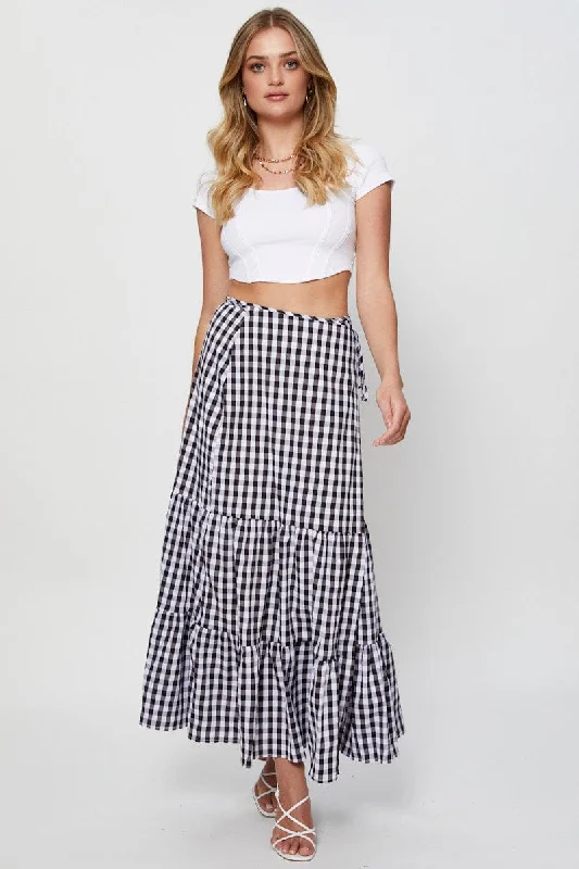 Best Clearance Sales Right Now Check Maxi Skirt High Rise