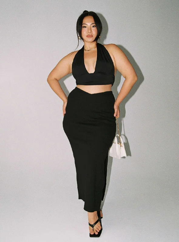Clothing Store Abigail Midi Skirt Black Curve