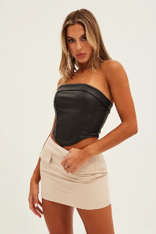 Women's Plus-Size Garments Beige Low Rise Skirt Mini