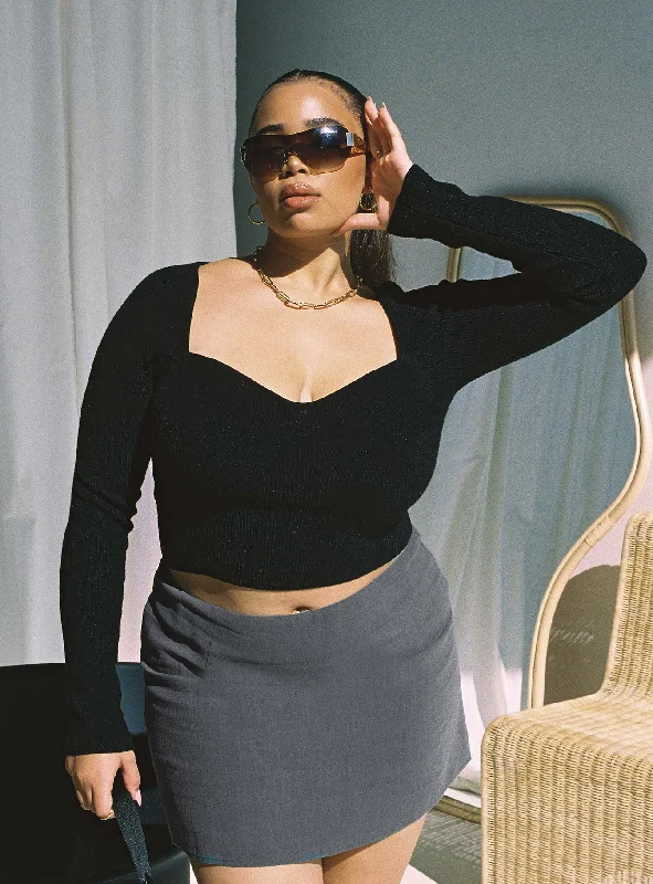 Women's Holiday Attire Selby Mini Skirt Grey Curve