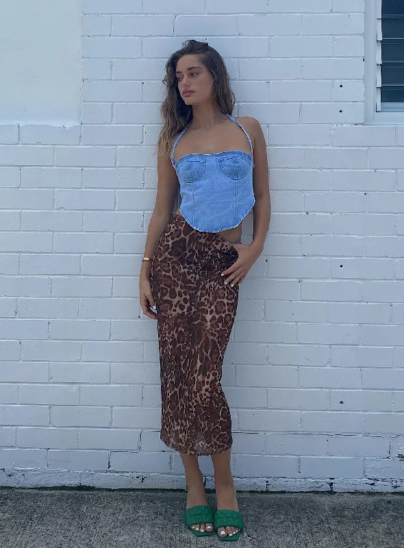 Women's Athleisure Apparel Anything For Love Midi Skirt Leopard