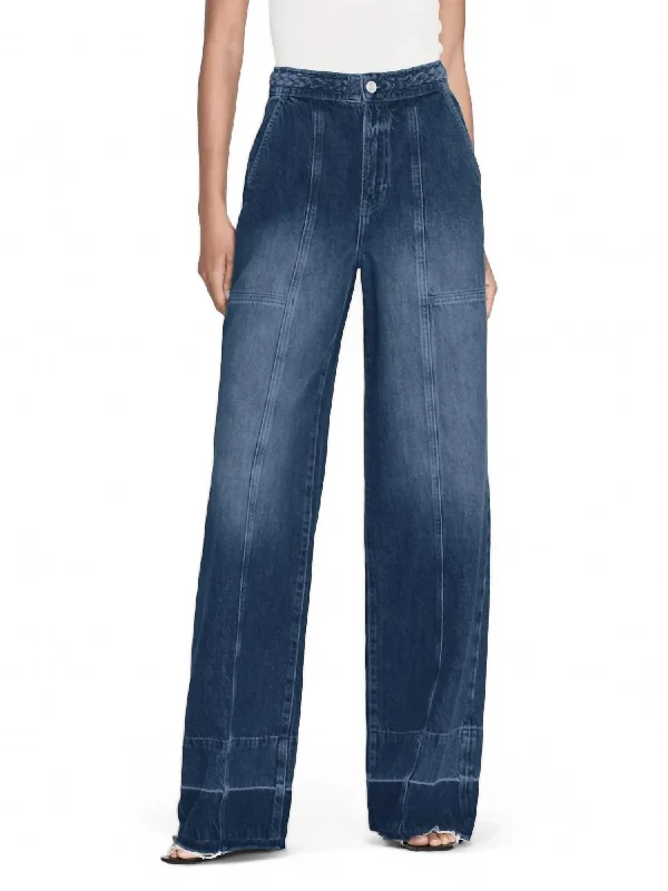 Women's Transitional Attire Braided Waistband Wide Leg Jean In Dewdrop
