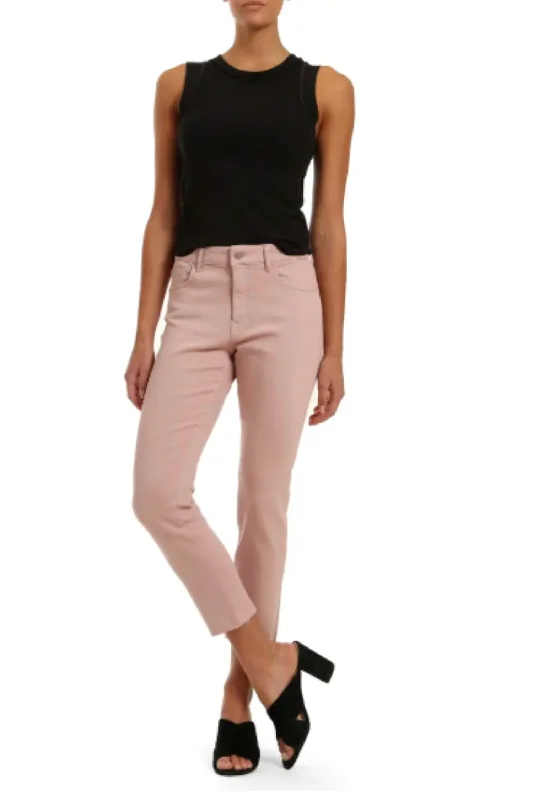 Women's High-Fashion Outfit Viola Raw Ankle Straight Leg Jeans In Pale Pink