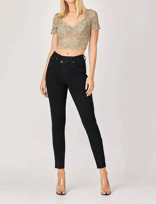 Fashion-Forward Women's Clothing High Rise Crossover Skinny Jeans In Black