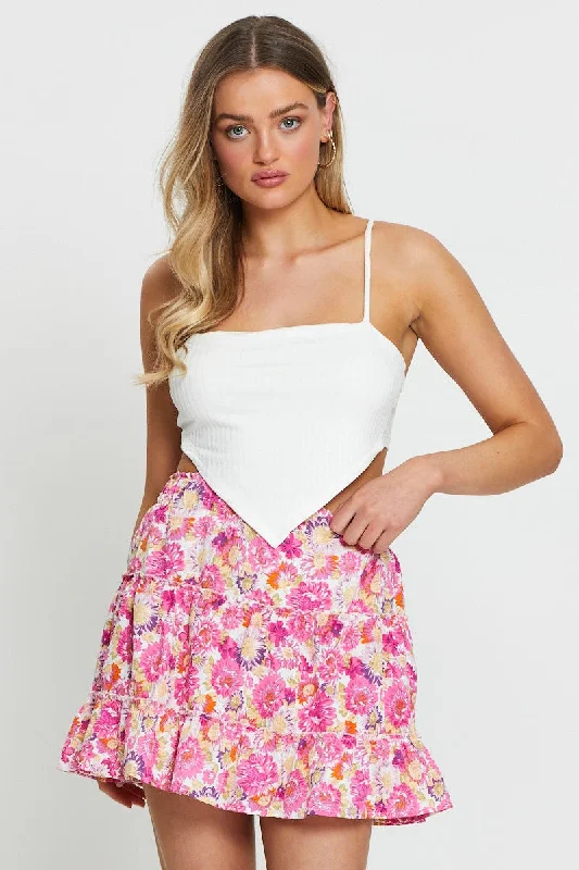 Women's Evening Wear Attire Print Skater Skirt