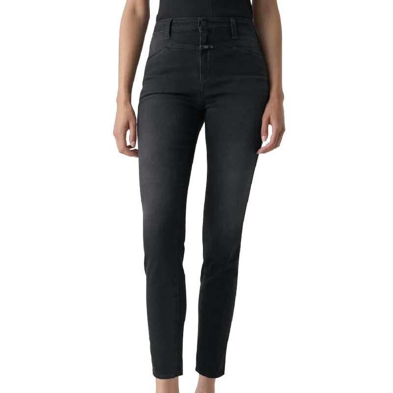 Chic Women's Clothing for Work and Travel A Better Blue Skinny Pusher Jean In Dark Grey