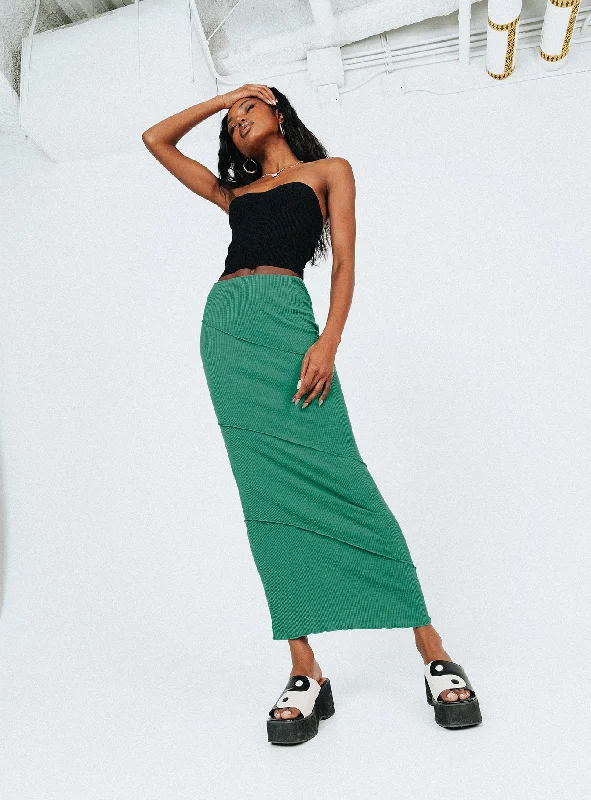 Timeless Women's Clothing Oscar Maxi Skirt Forest Green
