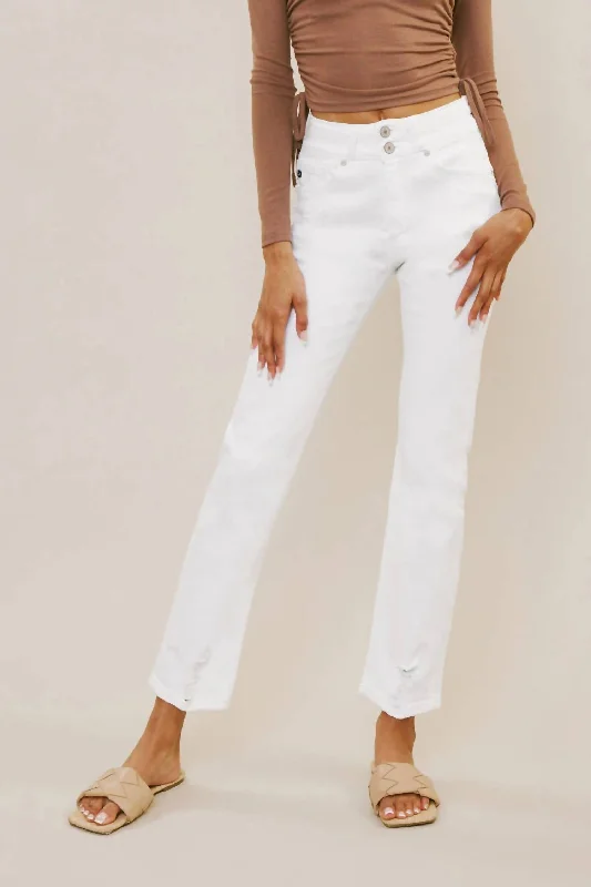 Outlet Clothing Summer High-Rise Slim Straight Jean In White