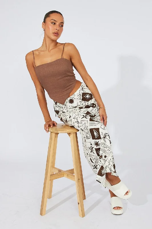 Women's Classic Outfit Beige Abstract Maxi Bias Skirt