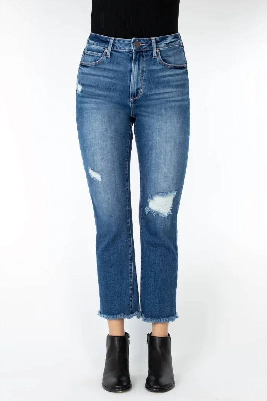 Women's Night-Out Outfit Cropped Straight Leg Jeans In Blue