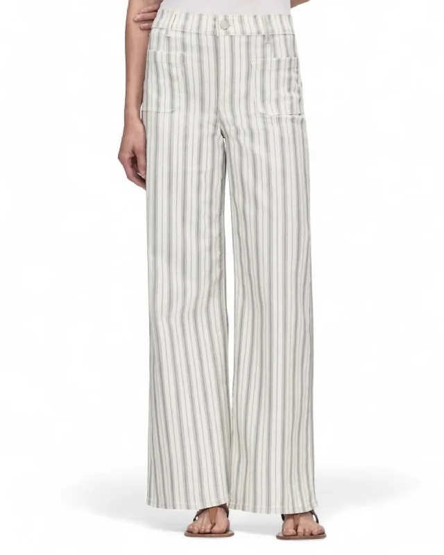 Timeless Women's Garments Le Palazzo Stripe Crop Jean In Sage