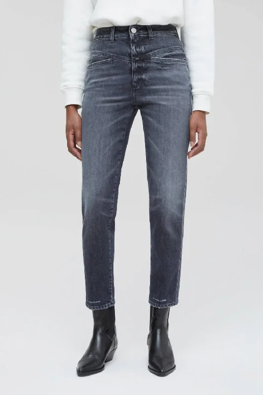 Chic Women's Outfit Ideas Pedal Pusher Tapered Jean In Dark Grey