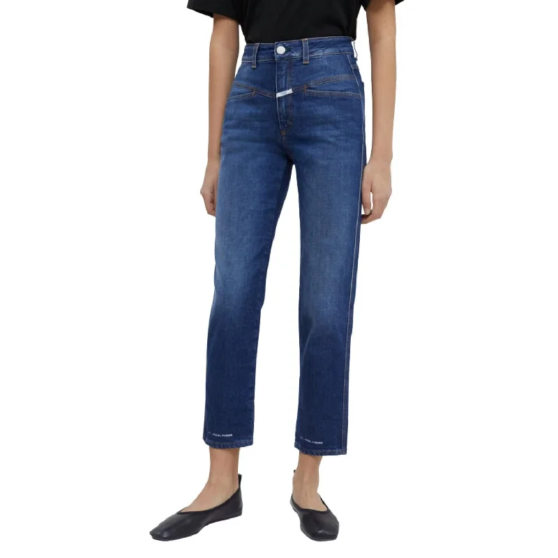 Sophisticated Women's Fashion Pedal Pusher Tapered Jean In Dark Blue
