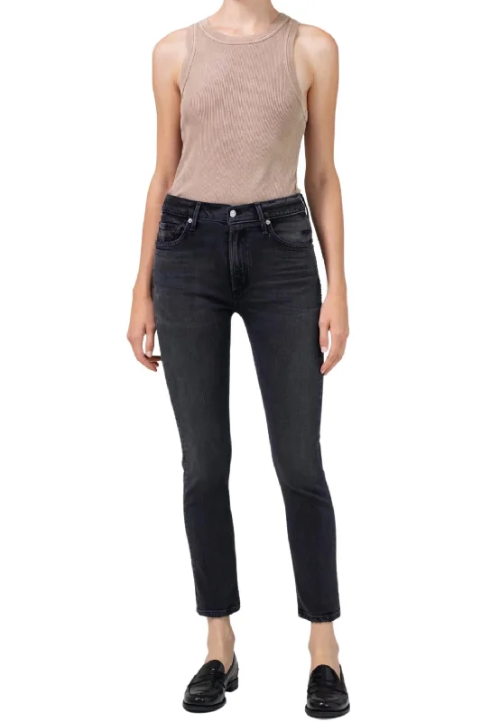 Women's Clothing Sets Ella Mid Rise Crop Jeans In Film Noir