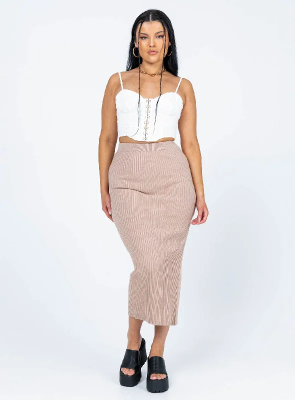 Online Boutiques Best Tanna Midi Skirt Mushroom