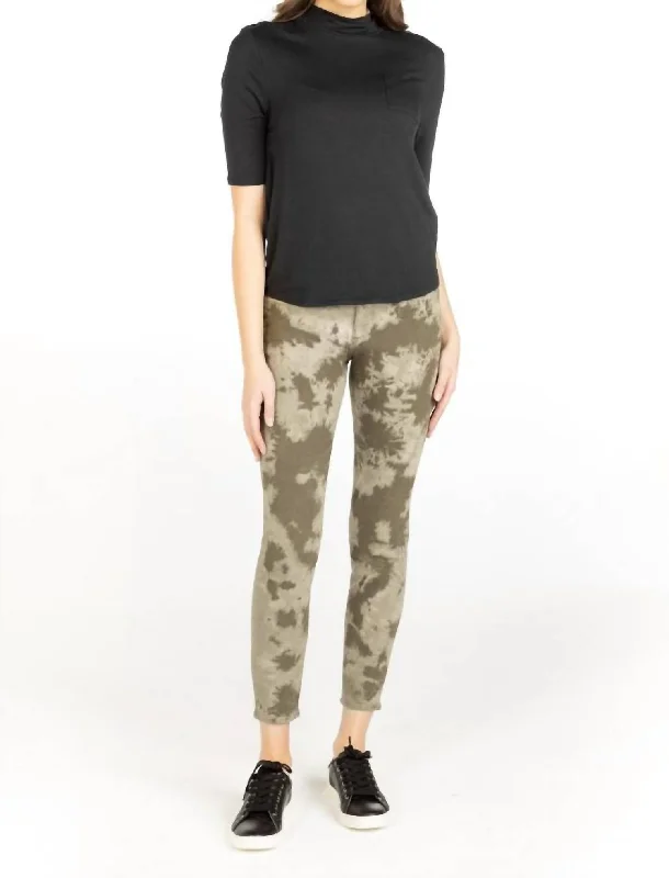 Women's Luxury Attire Printed Skinny Jeans In Olive Green