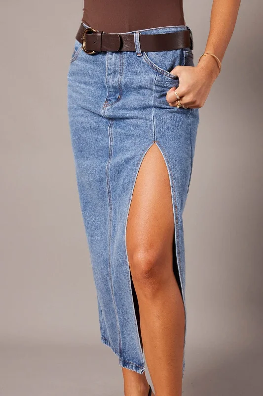 Discount Store Denim Maxi Skirt Denim Pencil Slit