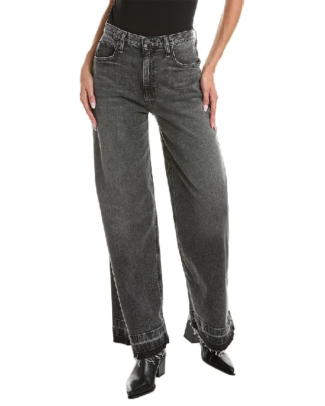 Women's Floral Print Outfit HUDSON Jeans James High-Rise Black Smoke Wide Leg Jean