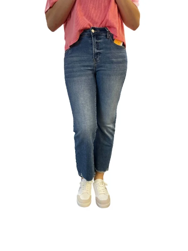 Women's Seasonal Wardrobe Clothing High Rise Relaxed Straight Jeans In Dark Wash