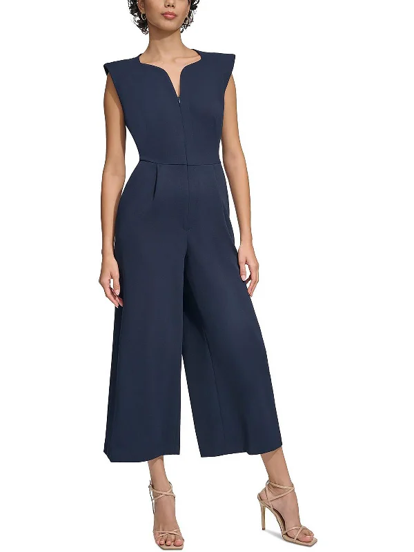 Women's Clothing Boutique Womens Cropped Wide Leg Jumpsuit