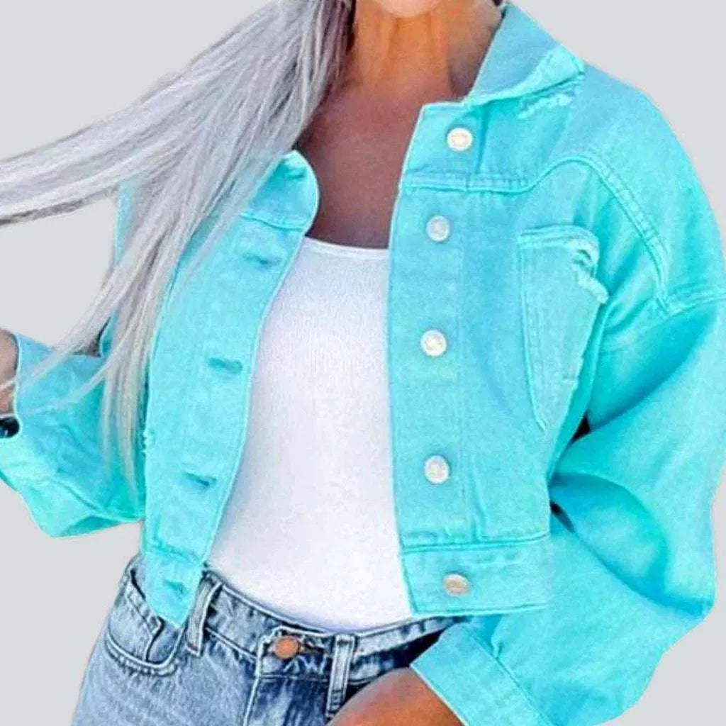 Women's Travel Outfit Set Ripped-back women's denim jacket