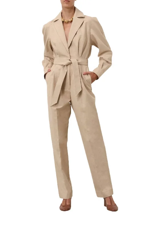 Clothes Woman Natura Melange Jumpsuit In Natural