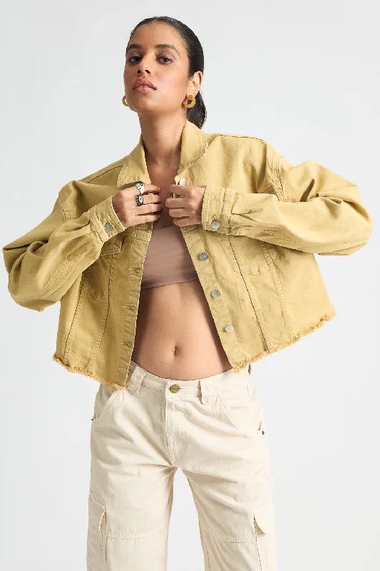 Women's Everyday Attire Earthy Hem Denim Jacket