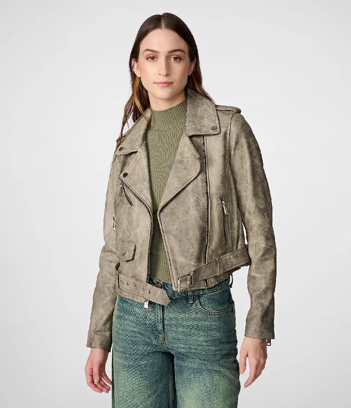 Women's Functional Outfit For Outdoor Activities Celine Asymmetrical Oversized Leather Jacket