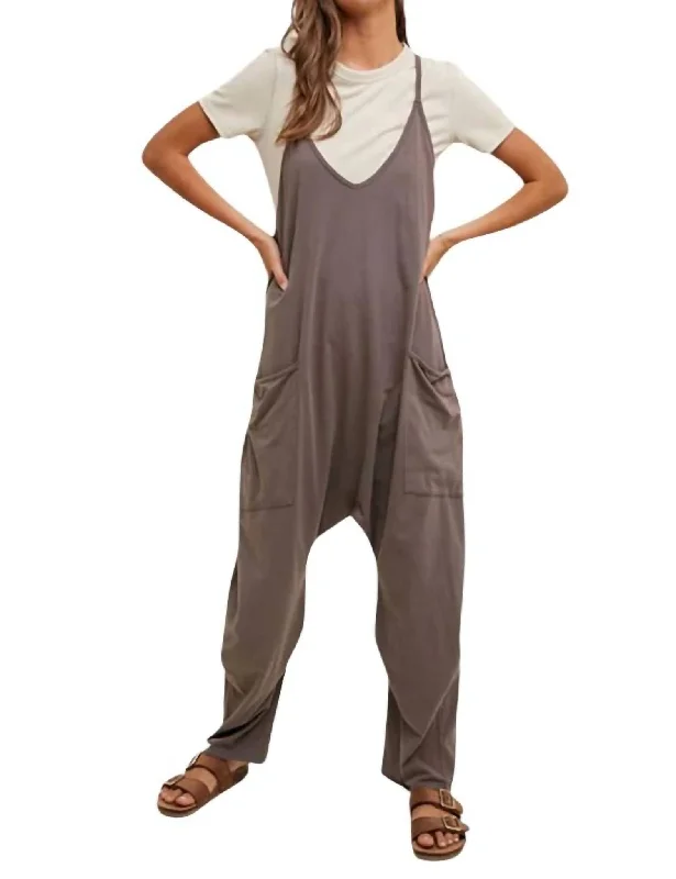 Women's Clothes For Work Events Krista Oversized Knit Jumpsuit In Charcoal