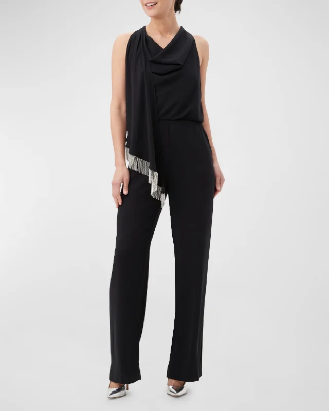 Sale On Sale Momo Cowl-Neck Draped Fringe-Trim Jumpsuit
