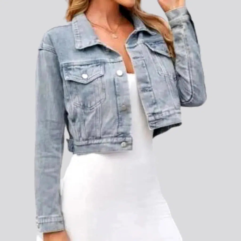Women's Fashion Clothes Vintage light-wash jean jacket for women
