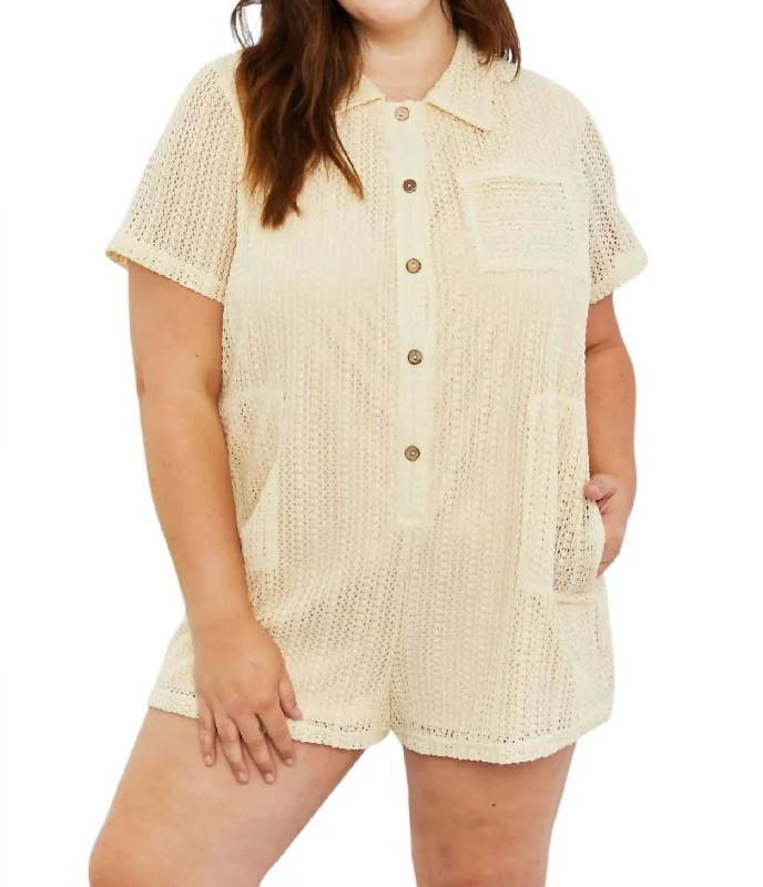 Clothes For Sale Ready For The Day Crochet Romper In Beige