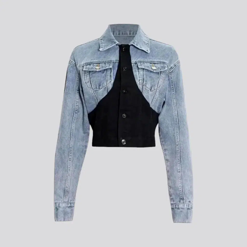 Luxury Women's Clothing Light-wash slim women's jean jacket