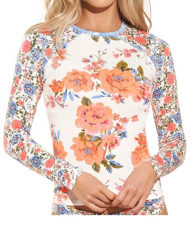Women's Athleisure Apparel Free Spirit Driver Rashguard In Multi