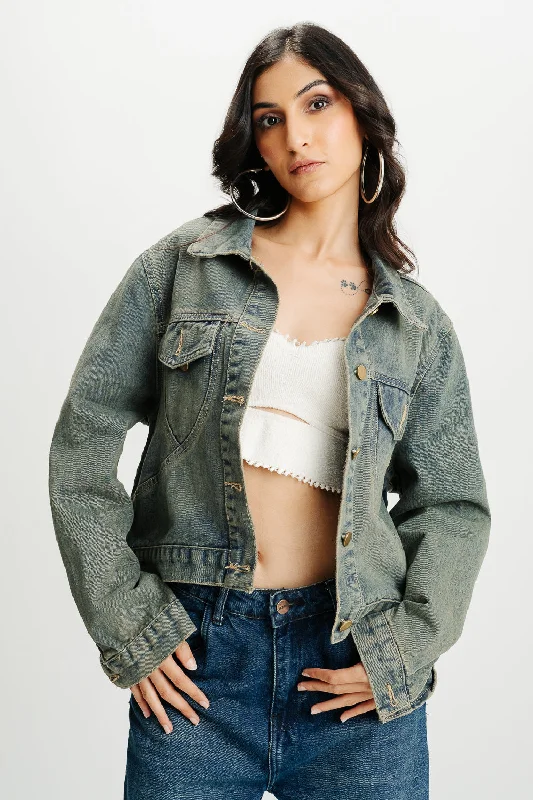Women's Comfortable Apparel Button Me Up Denim Jacket