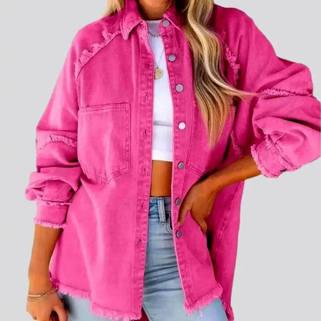 Women's Trendy Outfit Distressed oversized jeans jacket for ladies