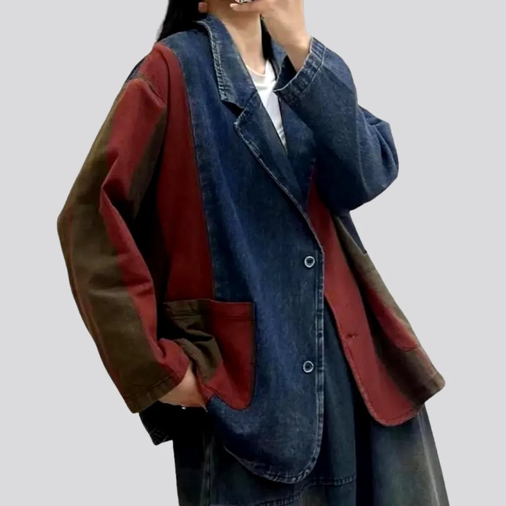 Women's Occasion Wear Apparel Patchwork fashion jean blazer for ladies