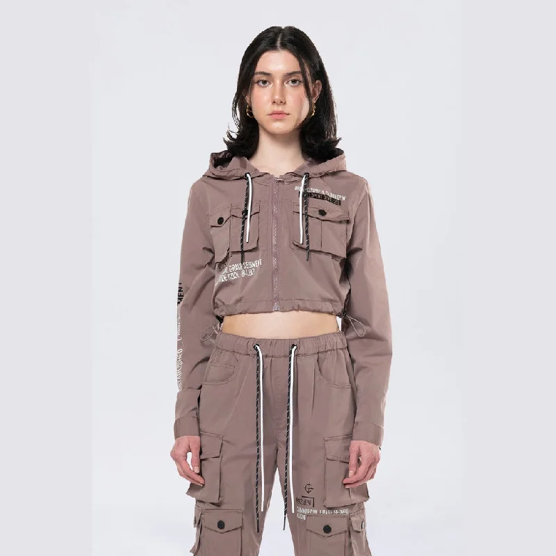 Clothes Sales Hooded Utility Full Zip Jacket - Smokey Mauve