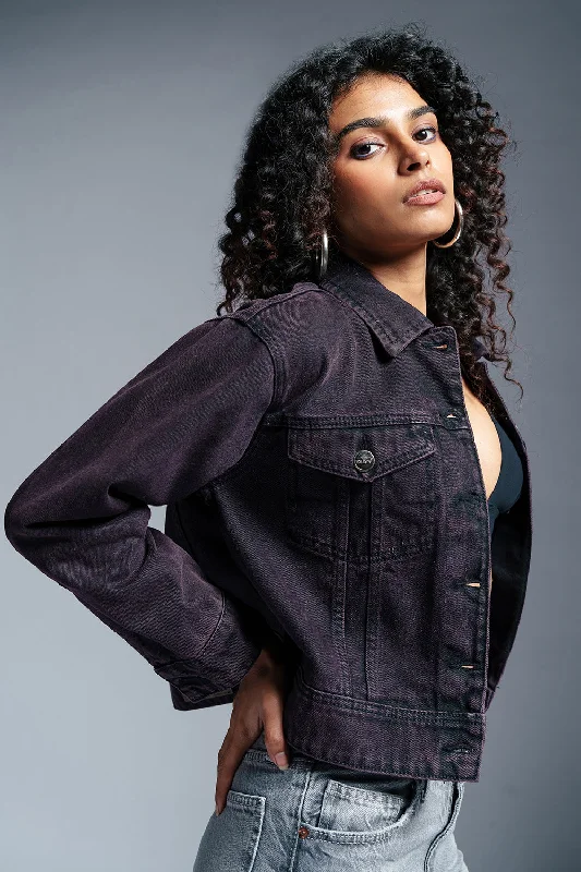 Women's Transitional Apparel Black Chrome Denim Trucker Jacket