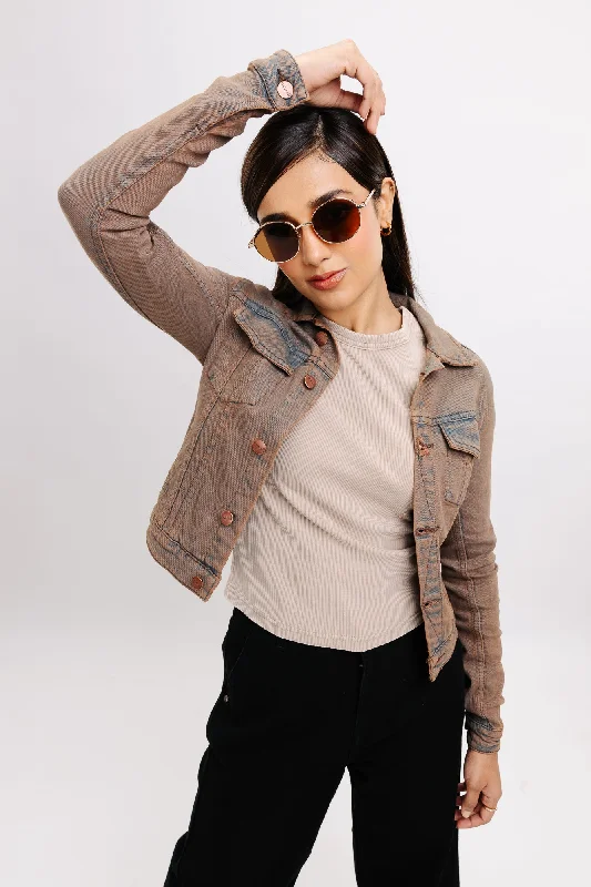 Women's Functional Outdoor Garments Brown Play Stretch Denim Jacket
