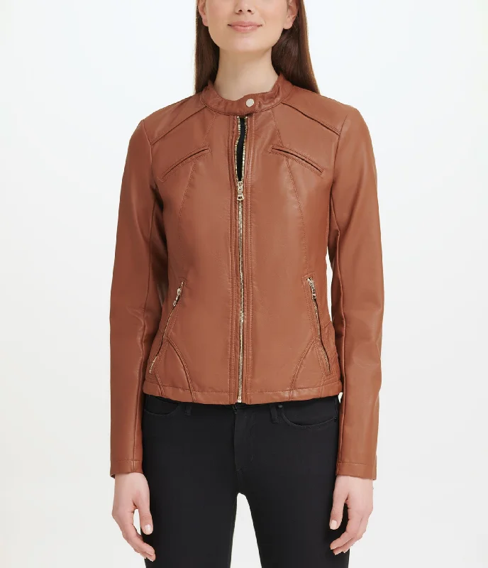 Women's Night-Out Clothes Faux Leather Scuba Jacket