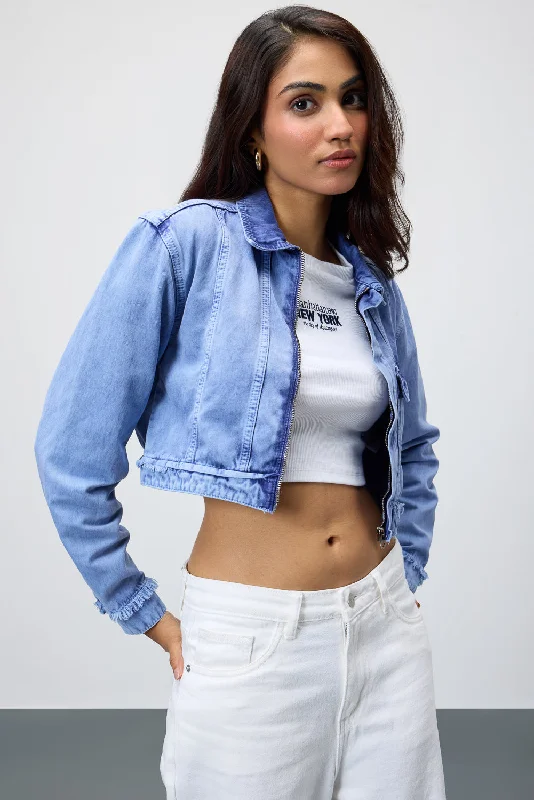 Women's Work Outfit For The Office Imperial Cropped Denim Jacket