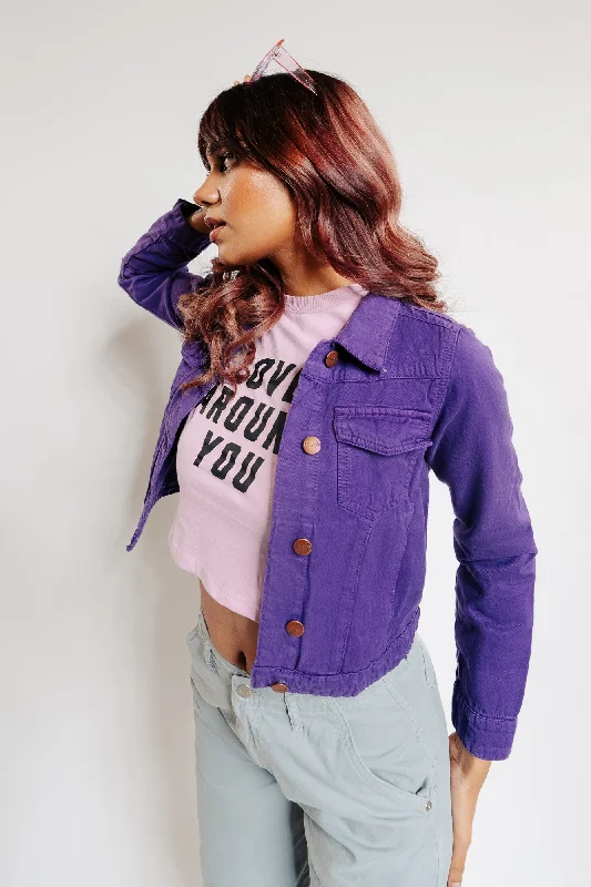 Women's Urban Clothing French Violet Crop Jacket