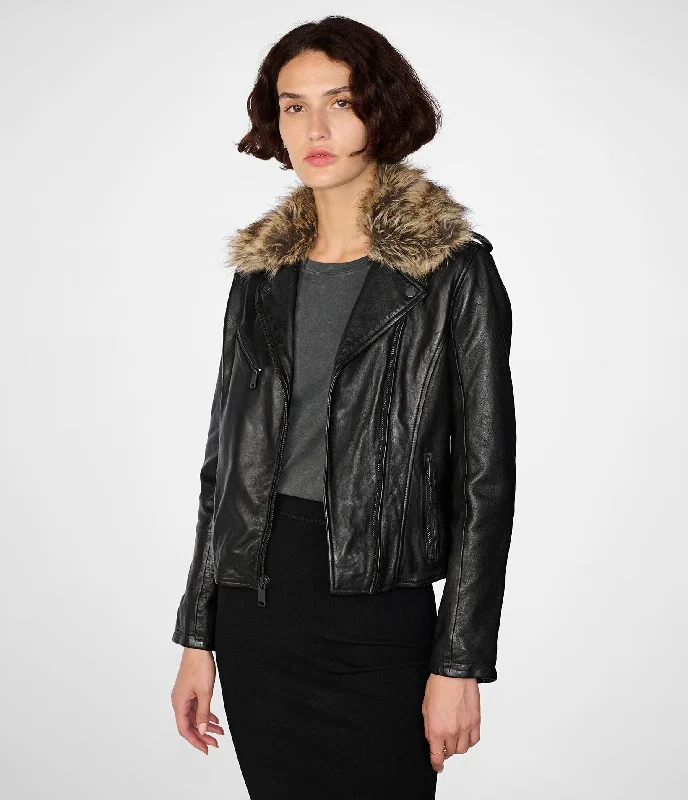 Fashion Women's Clothing Zoe Moto Jacket With Faux Fur Collar