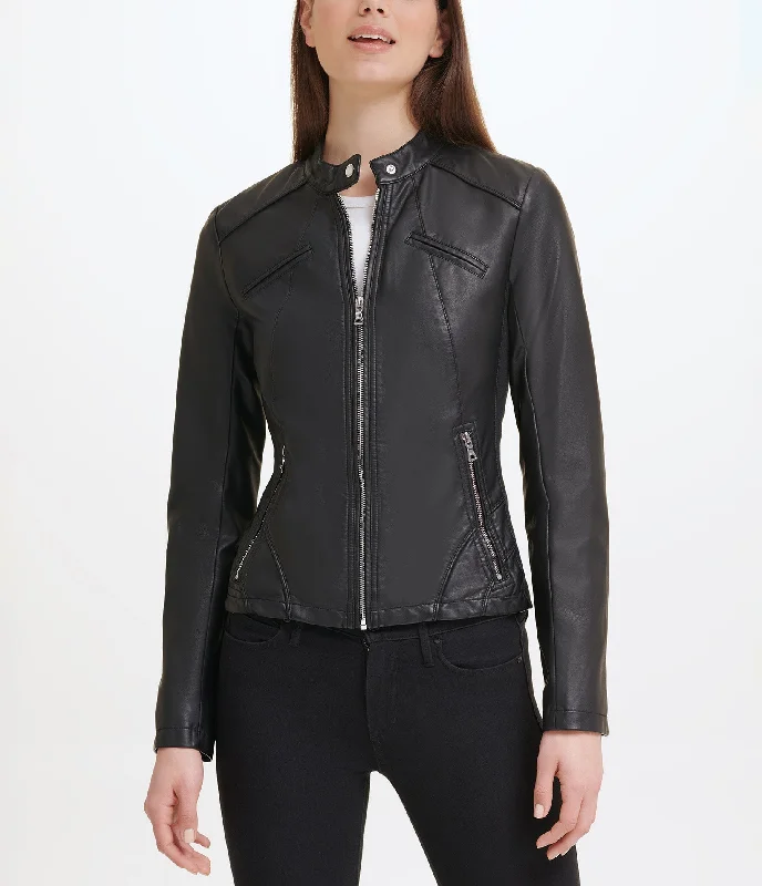 Women's Wedding Apparel Faux Leather Scuba Jacket