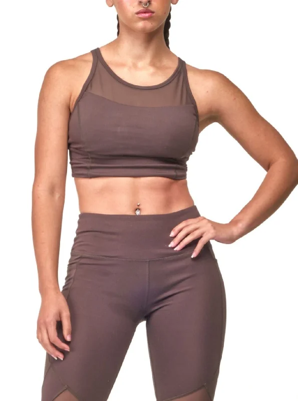 Women's Plus-Size Apparel Mesh Sports Bra Top - Dark Olive Green