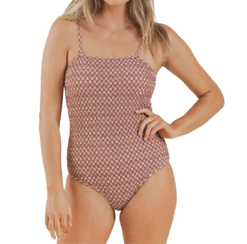 Women's Clothing for Every Occasion Smocked One Piece Swimsuit In Amber
