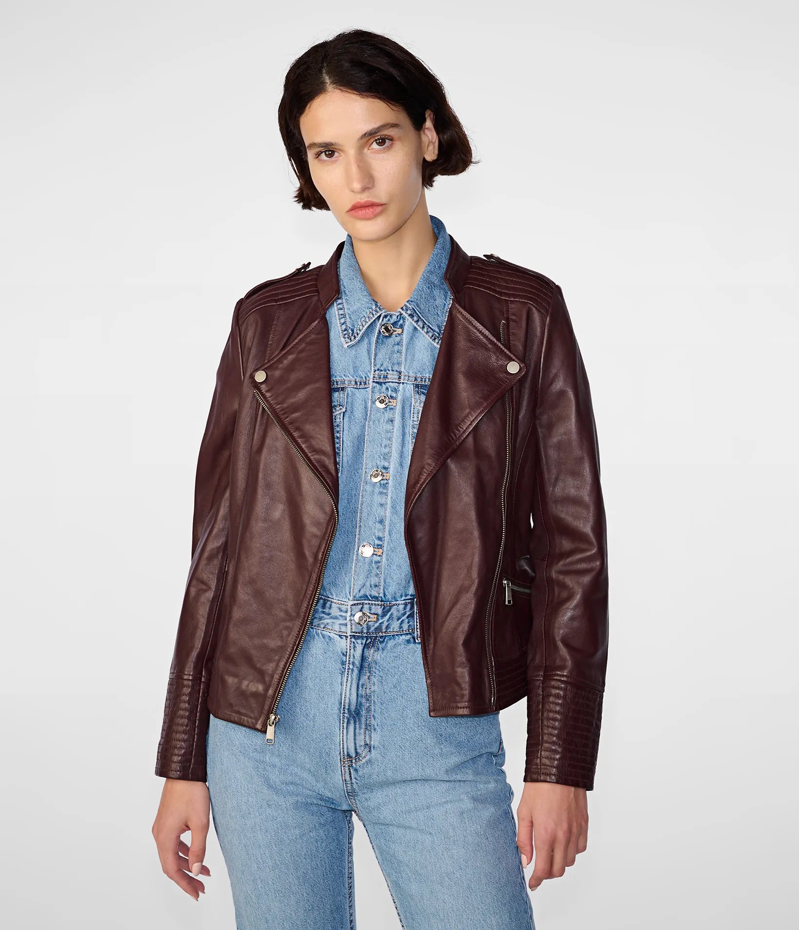 Comfortable Lounge Clothing Monica Asymmetrical Leather Jacket