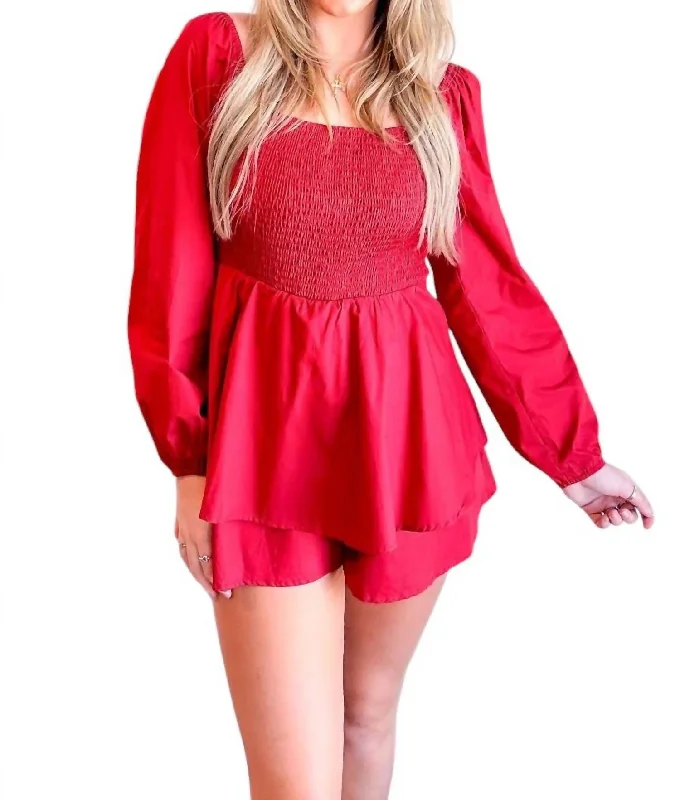 End Of Season Sale Clothing Poplin Game Day Romper In Red