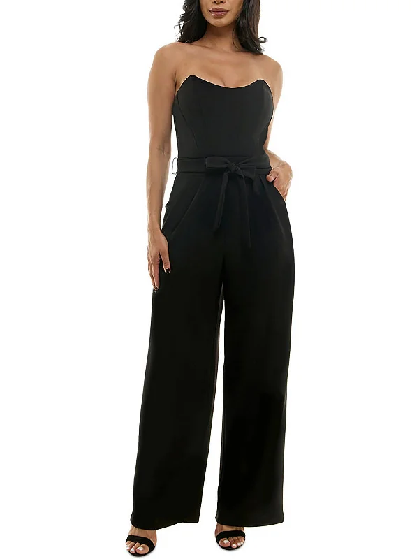 Sustainable Women's Apparel Juniors Womens Strapless Wide Leg Jumpsuit
